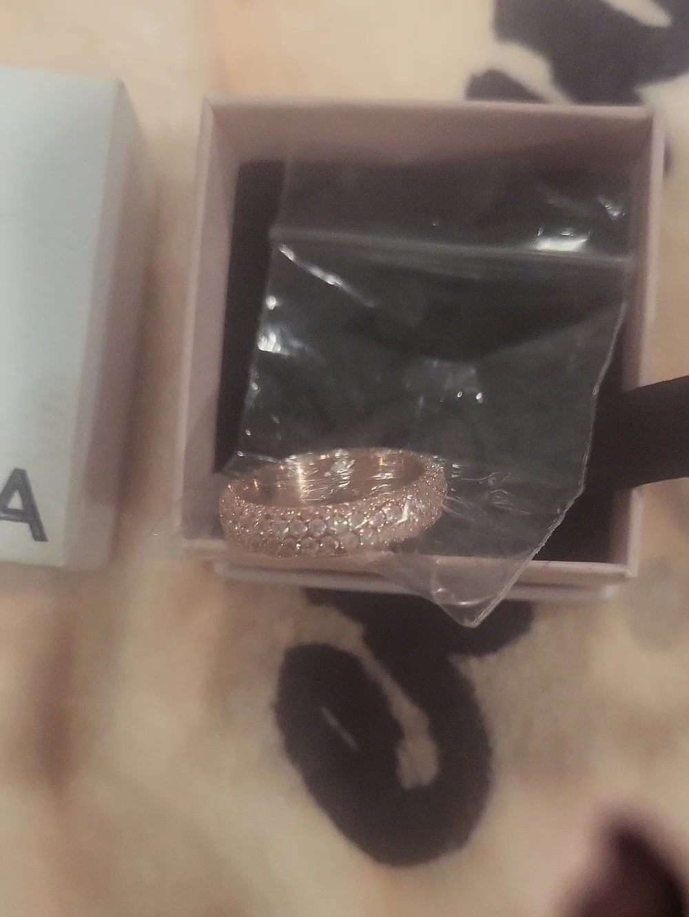 Pandora Pave Rose Gold Ring Boxed Pandora Tote Beautiful - Picture 4 of 6